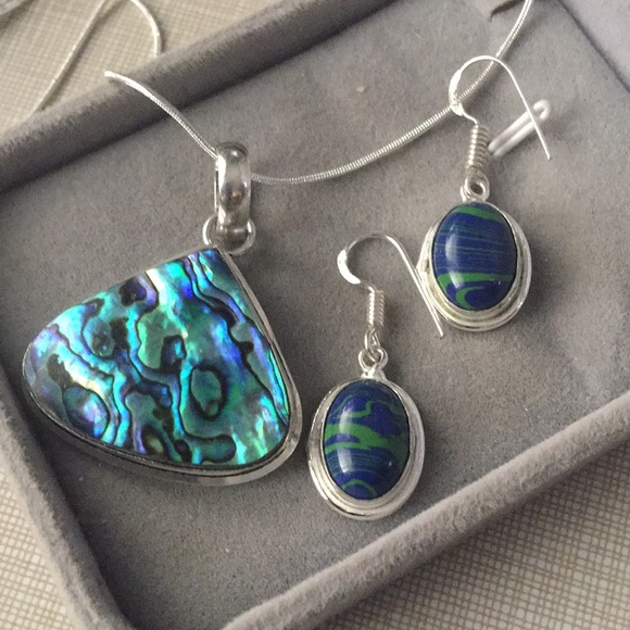 Jewelry - New SS925 Abalone Shell  /Jasper Set